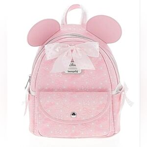 NEW Loungefly Disney Minnie Mouse Debossed Bows Mini Backpack.